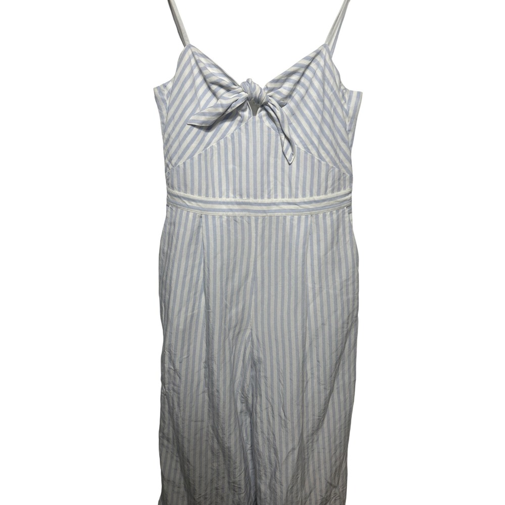 Club Monaco Tie-Front Wide Leg‎ Jumpsuit Blue White Stripe Size 6